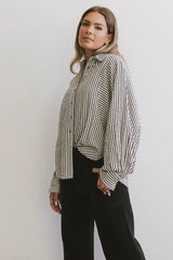 Niri Striped Button Up in Charcoal FINAL SALE