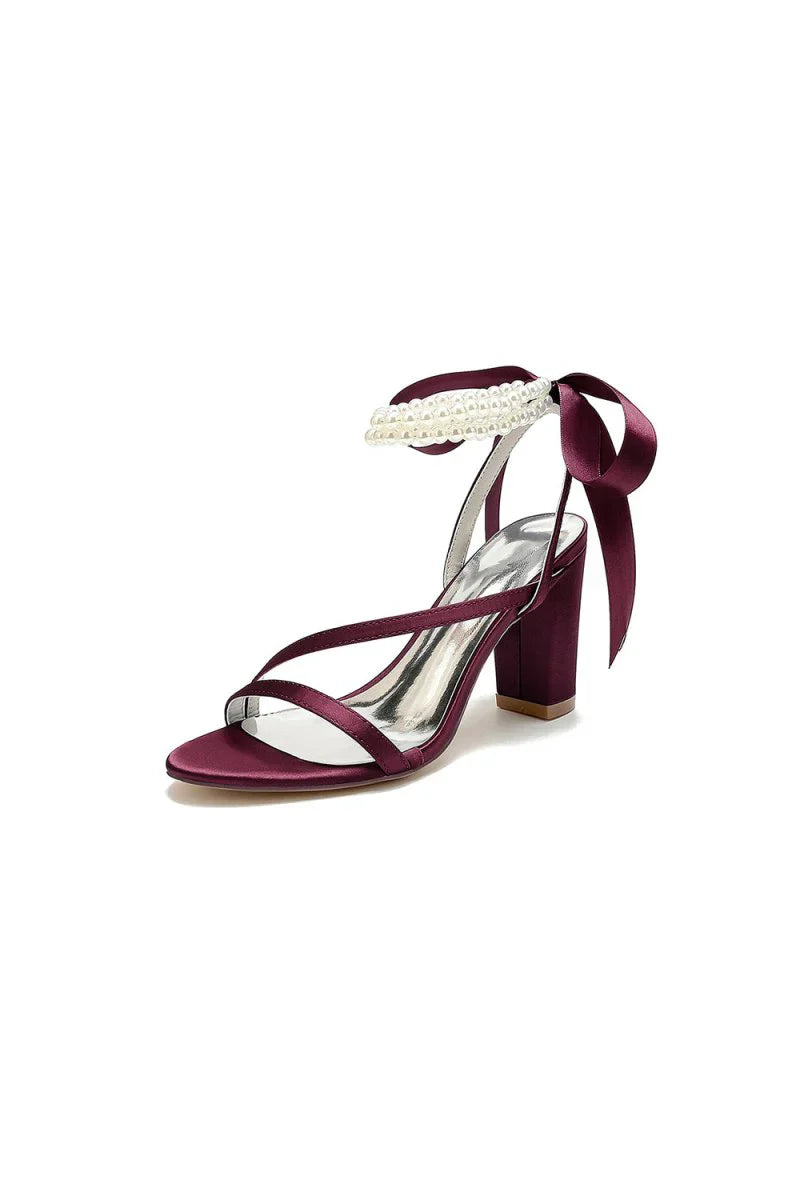 Pearl Open Toe Ankle Strap High Heels