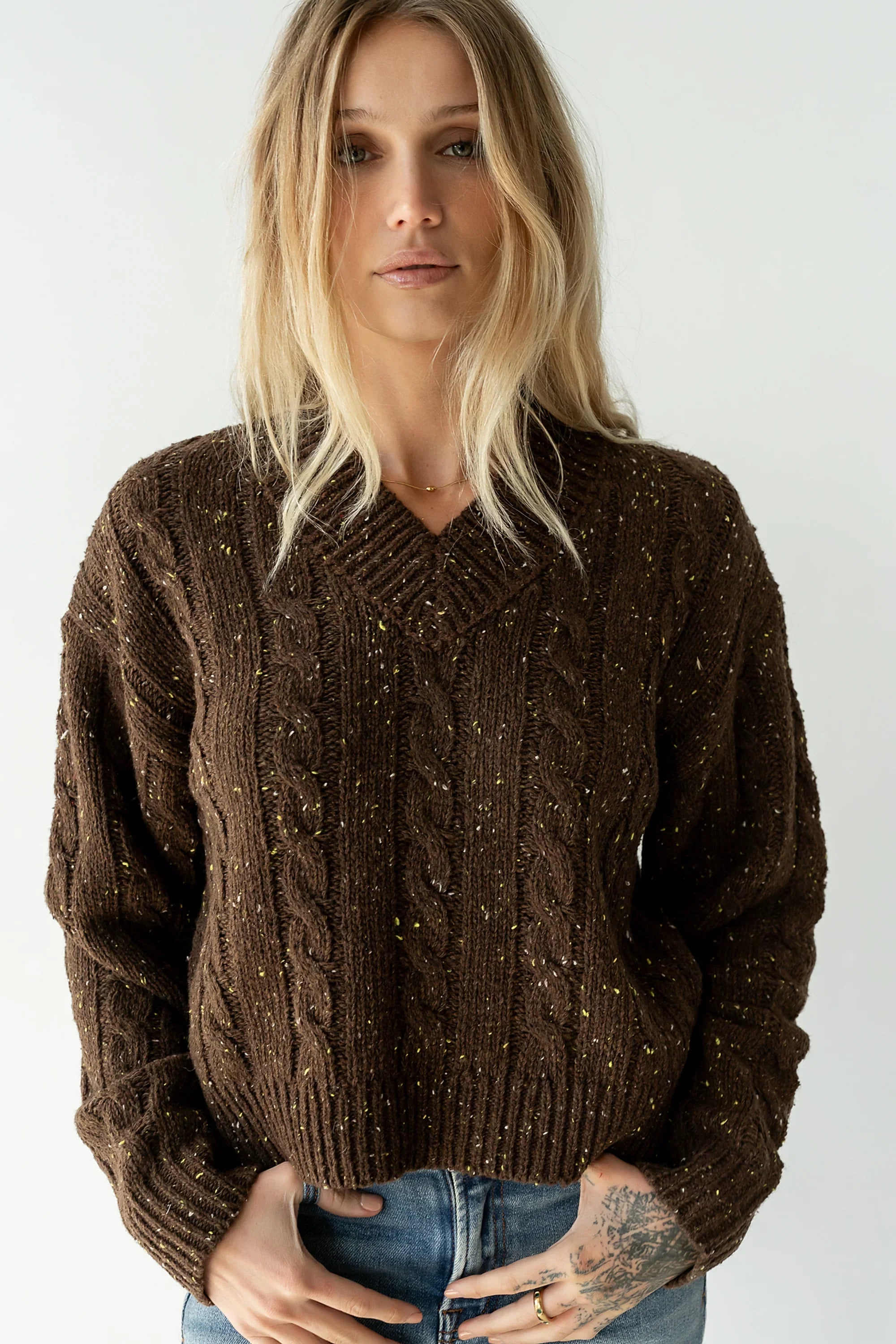 Maxine Speckled Sweater in Brown