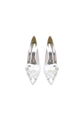 Floral Beading Pointed Toe Satin Kitten Heels