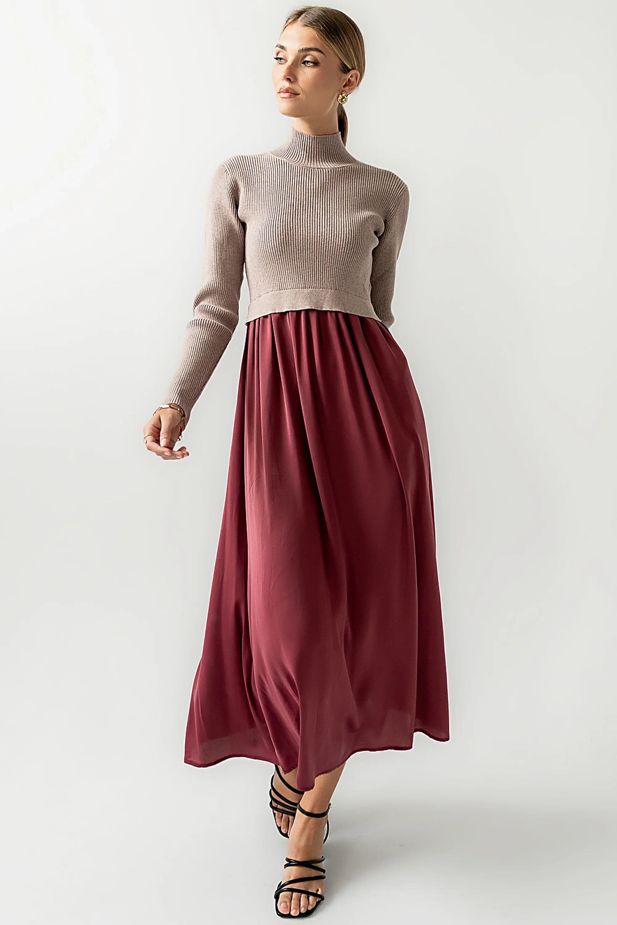 Zeda Midi Dress in Wine FINAL SALE