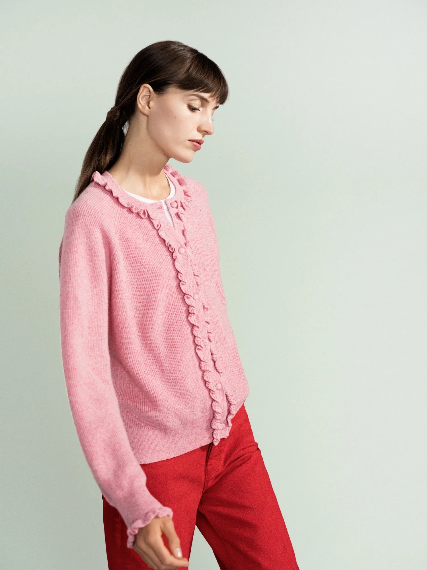 Cashmere Wilder Ruffle Cardigan