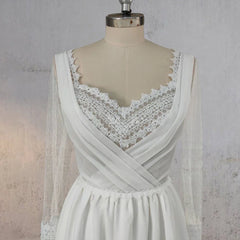 Mermaid Chiffon Long Sleeves Wedding Dress with Slit