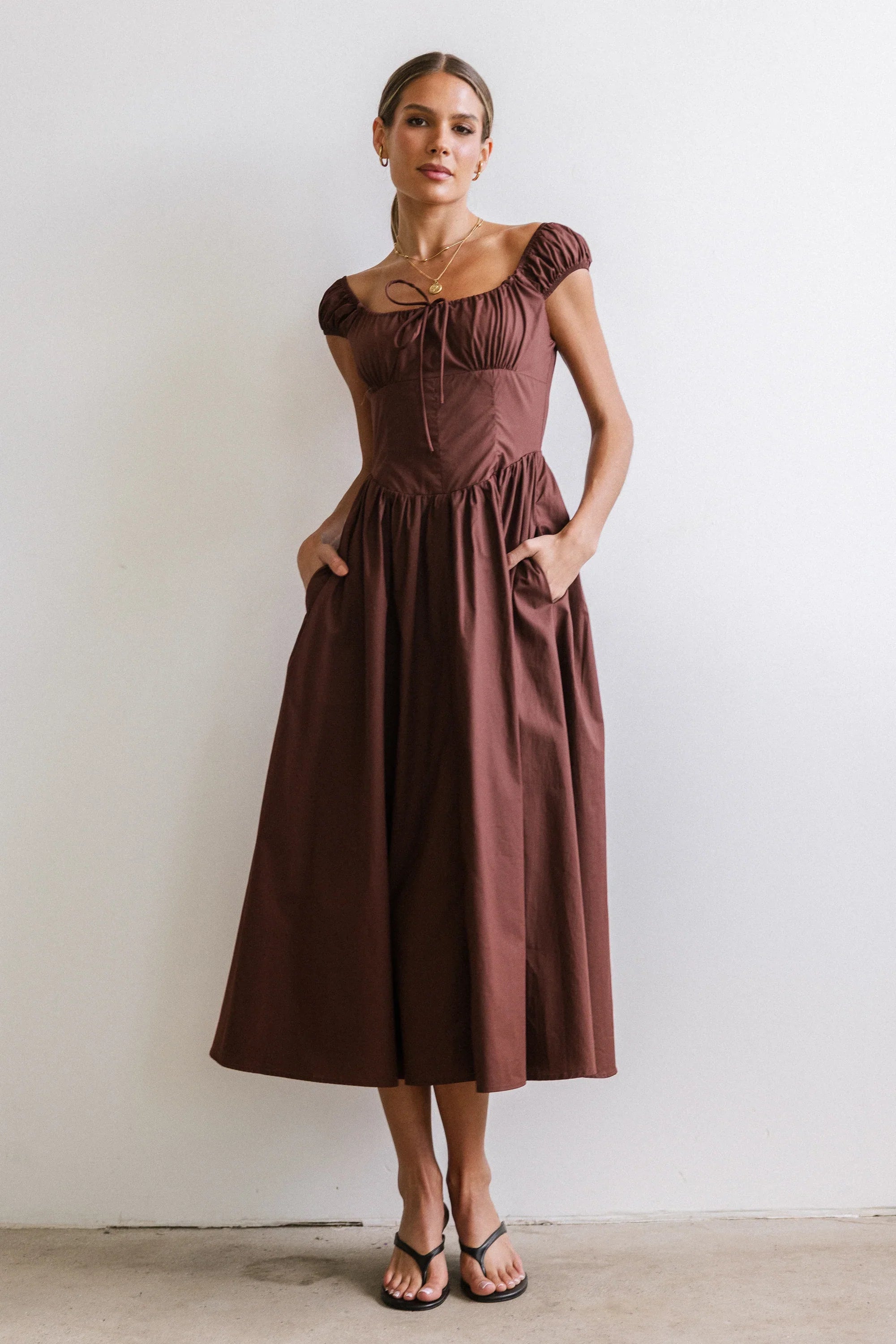 Patricia Midi Dress in Brown