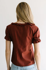 Connie Ruffle Blouse in Rust FINAL SALE