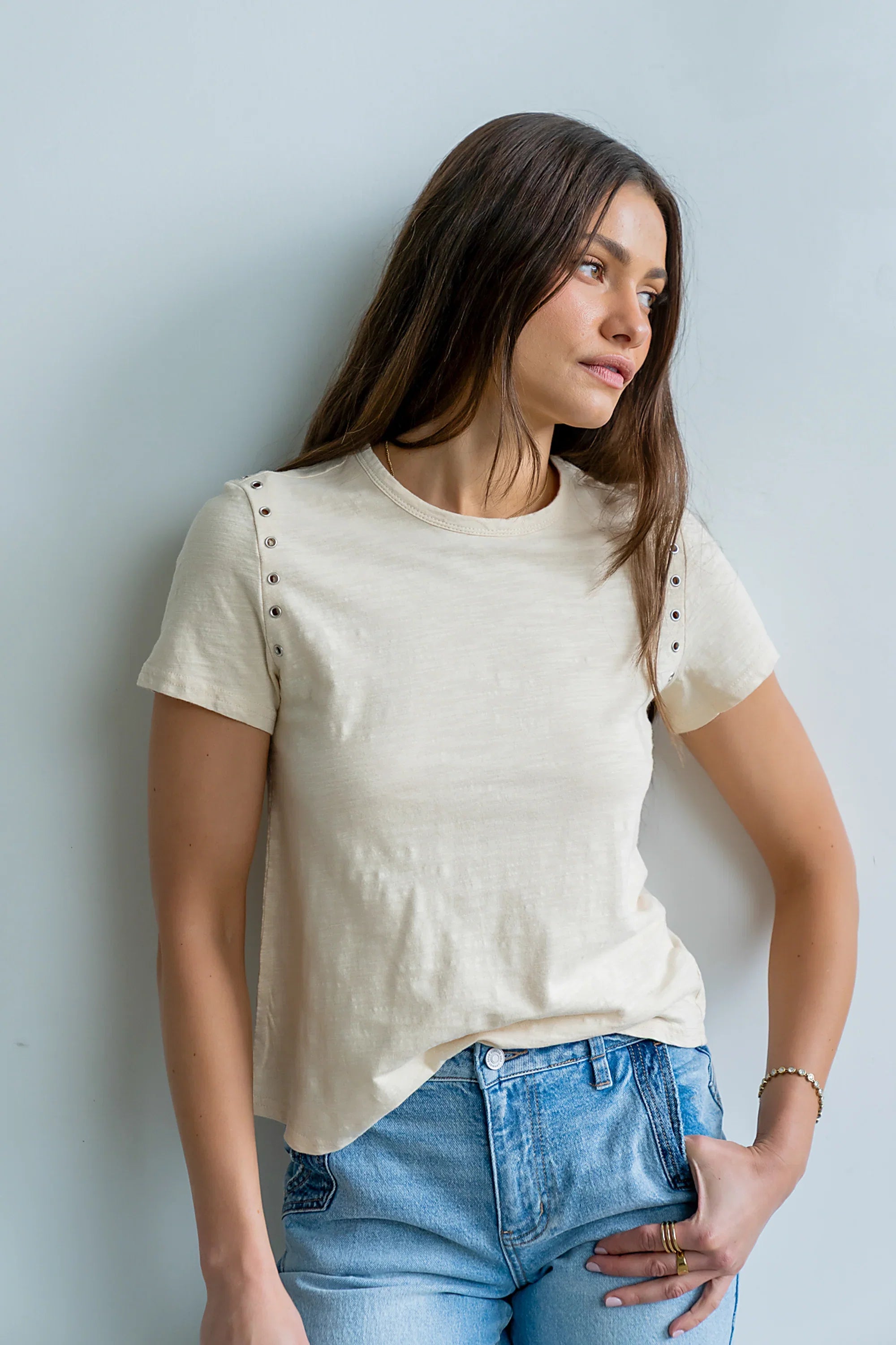 Genesis Grommet Top in Bone