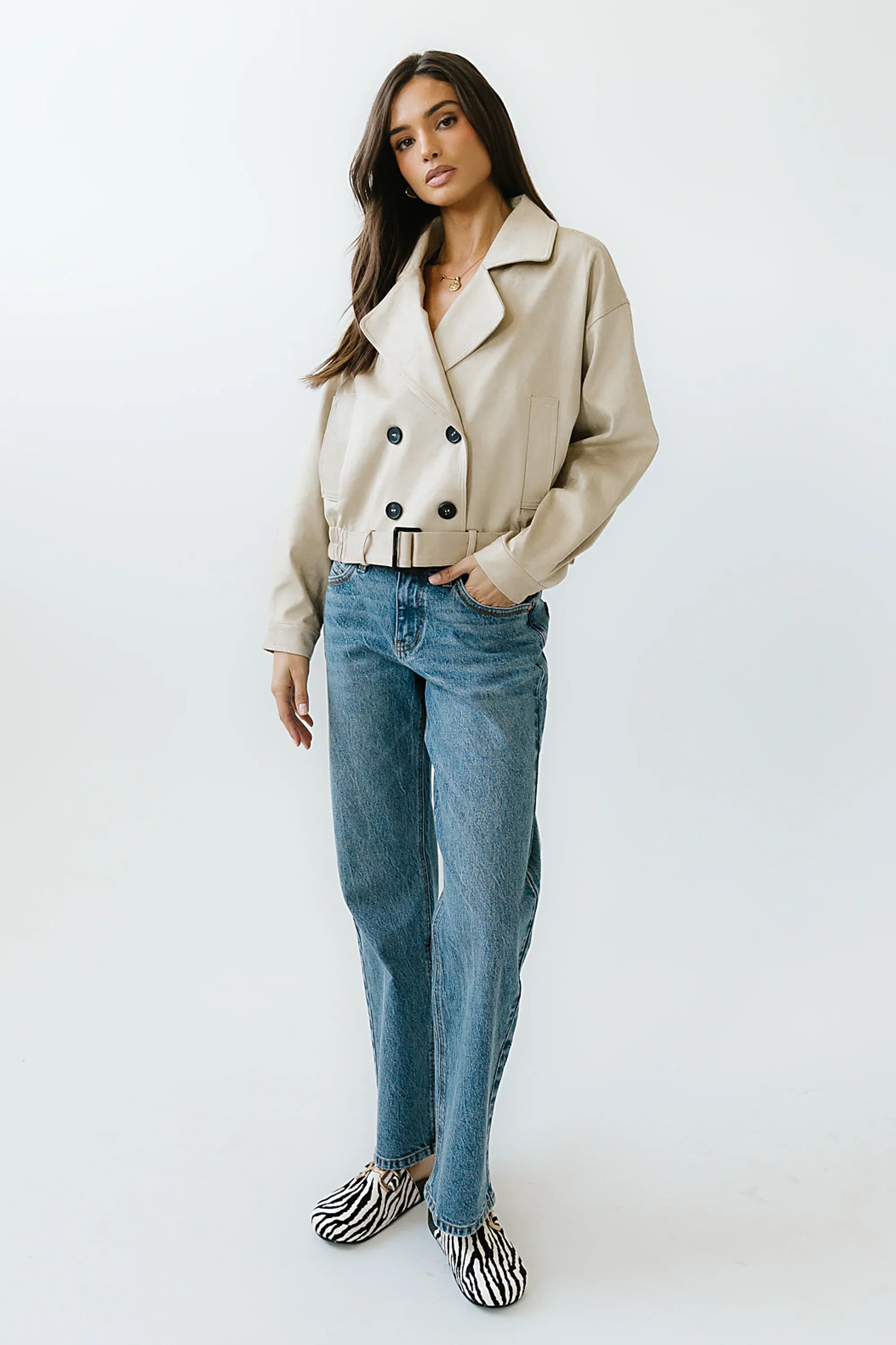 Jane Suede Cropped Trench Coat FINAL SALE