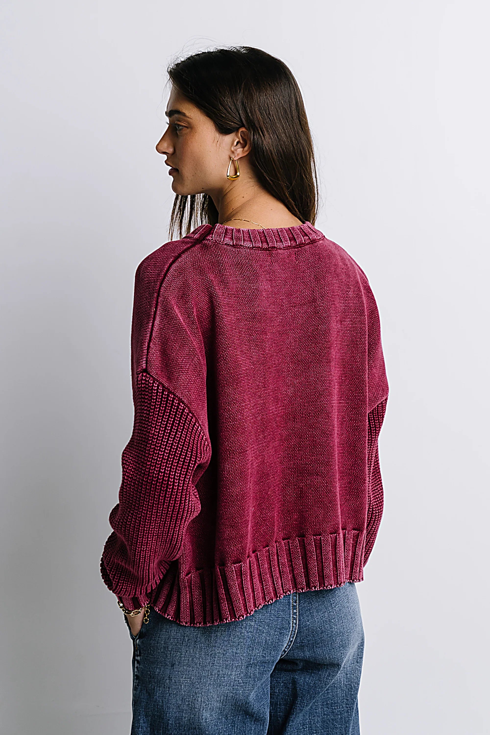 Payton Knit Sweater in Burgundy FINAL SALE
