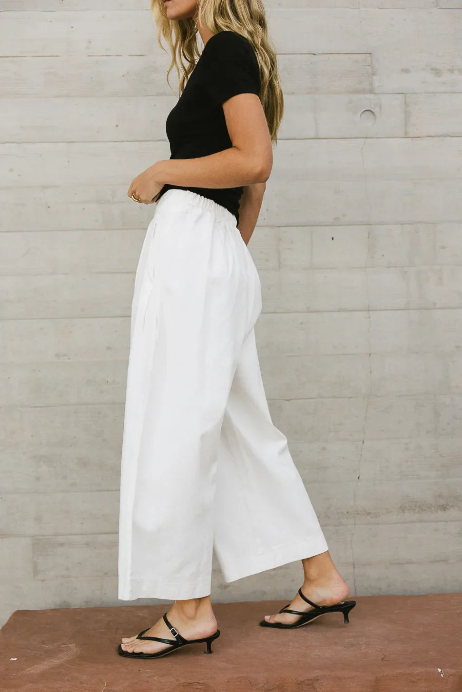 Elke Button Slacks in White FINAL SALE