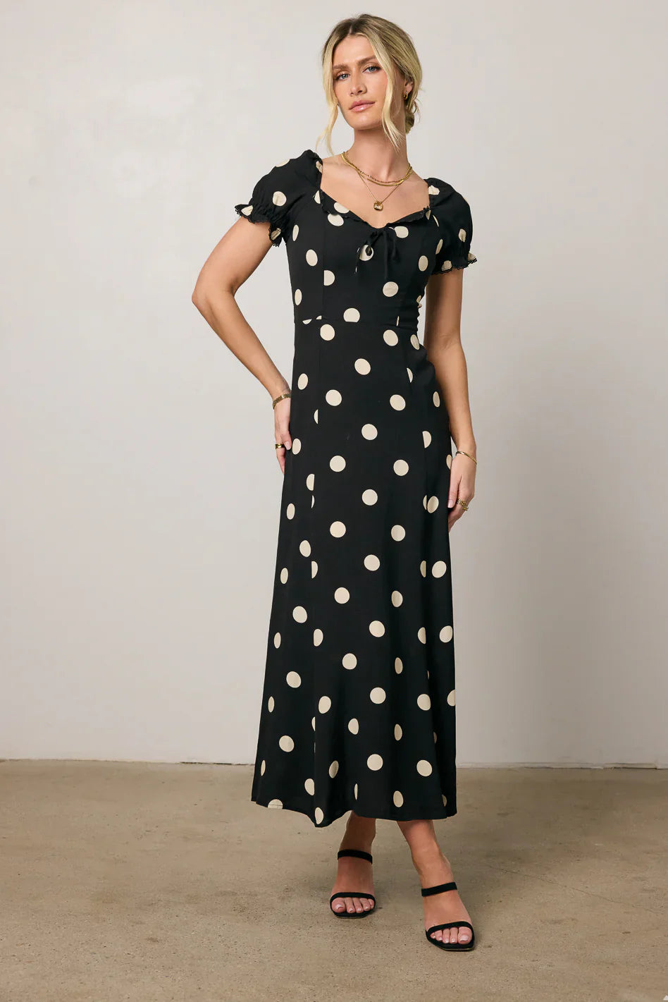 Marlow Polka Dot Maxi Dress In Black FINAL SALE