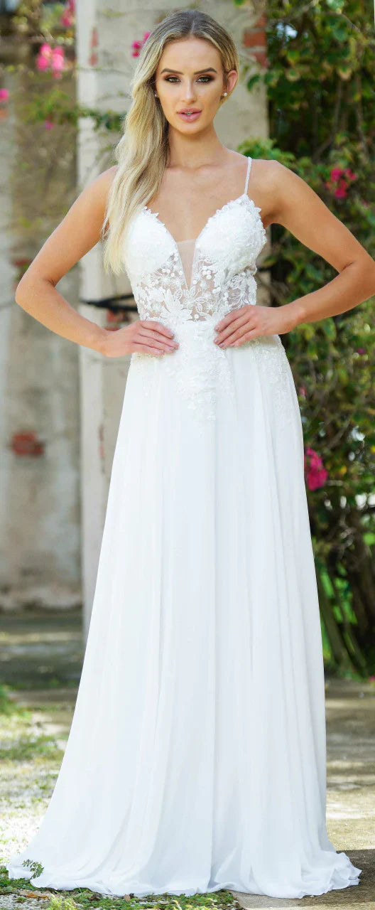 Avianna Gown Floral Lace A Line Chiffon Dress