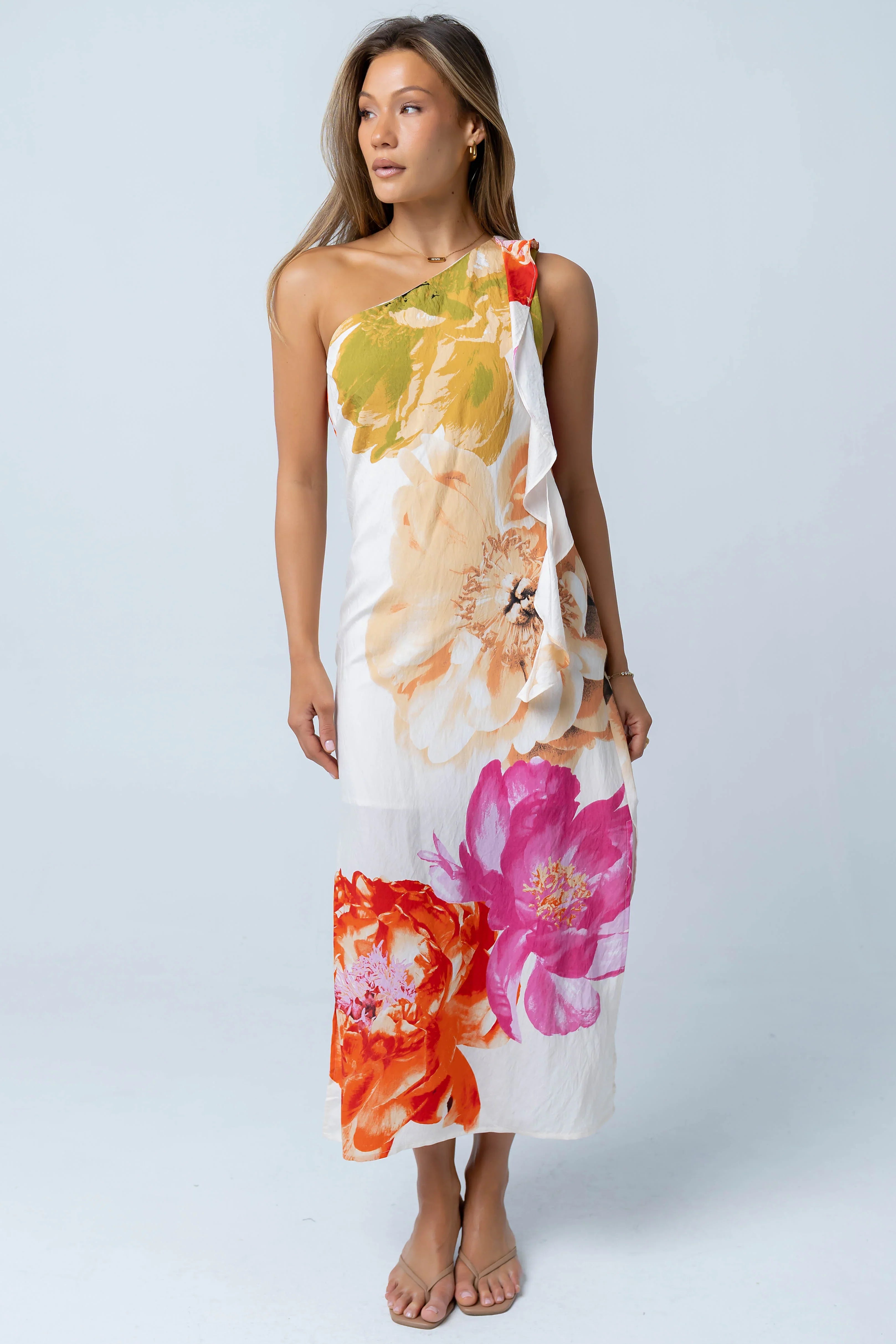 Erica Asymmetrical Floral Maxi Dress