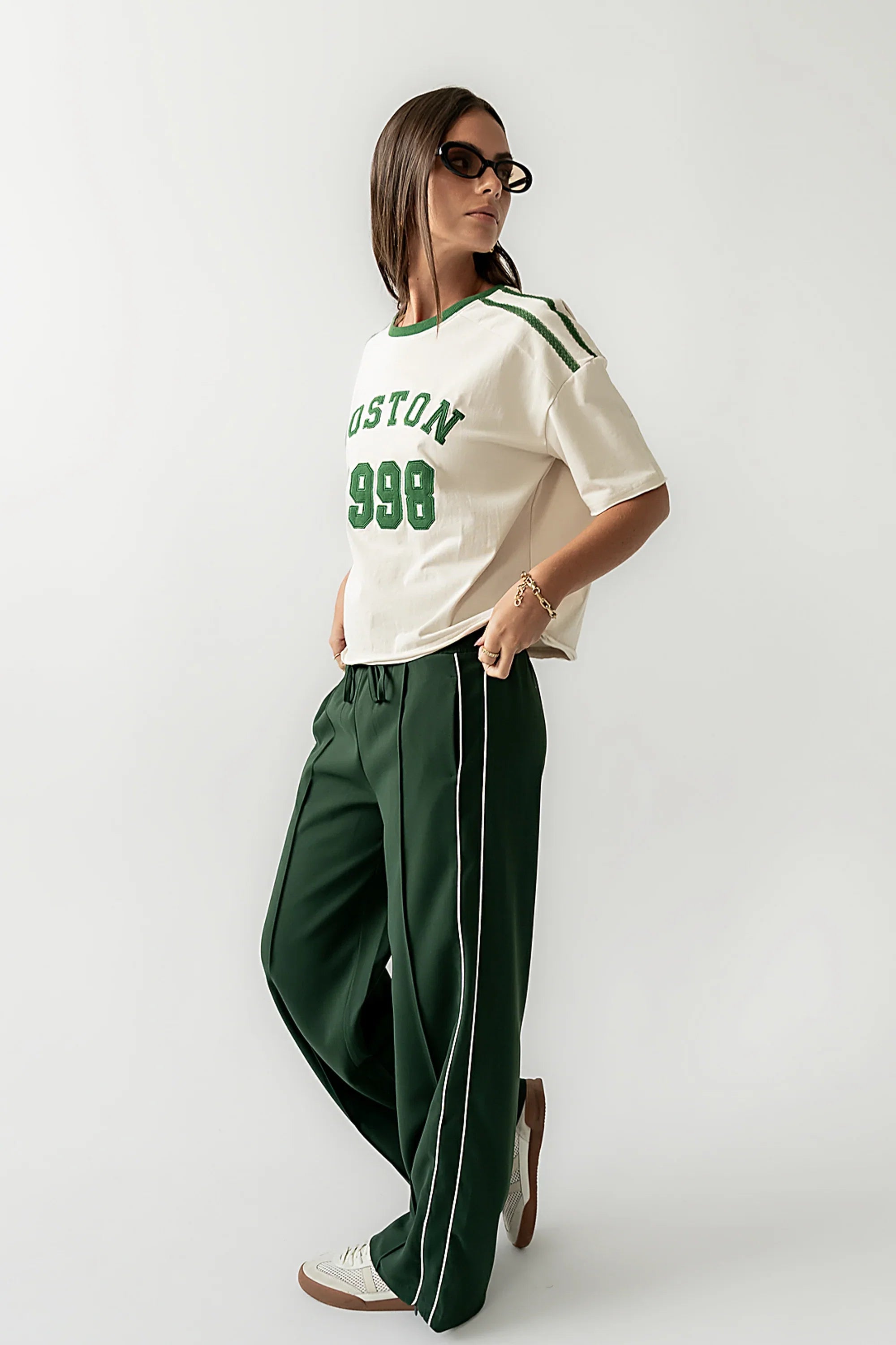 Emily Striped Wide Leg Pants in Green