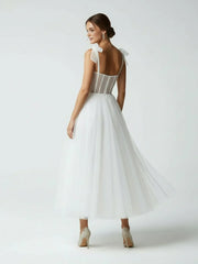 Sex Short White Wedding Dresses With Tulle Tea Length
