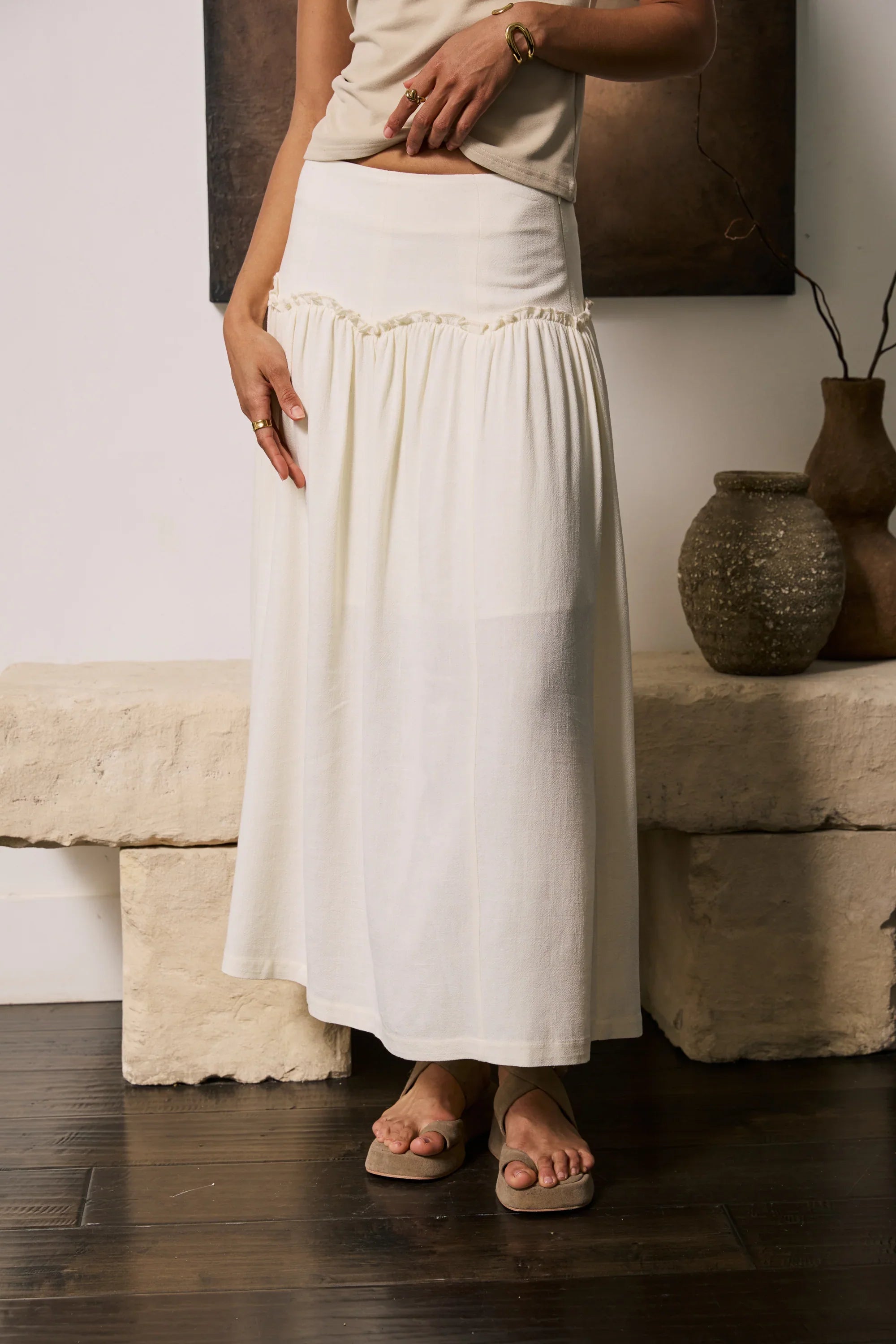 Ray Scallop Maxi Skirt