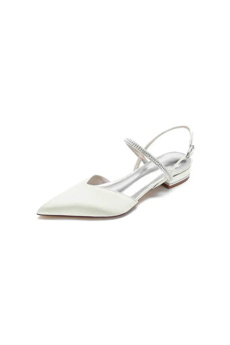 Diamond Pointed Toe Buckle Kitten Heels