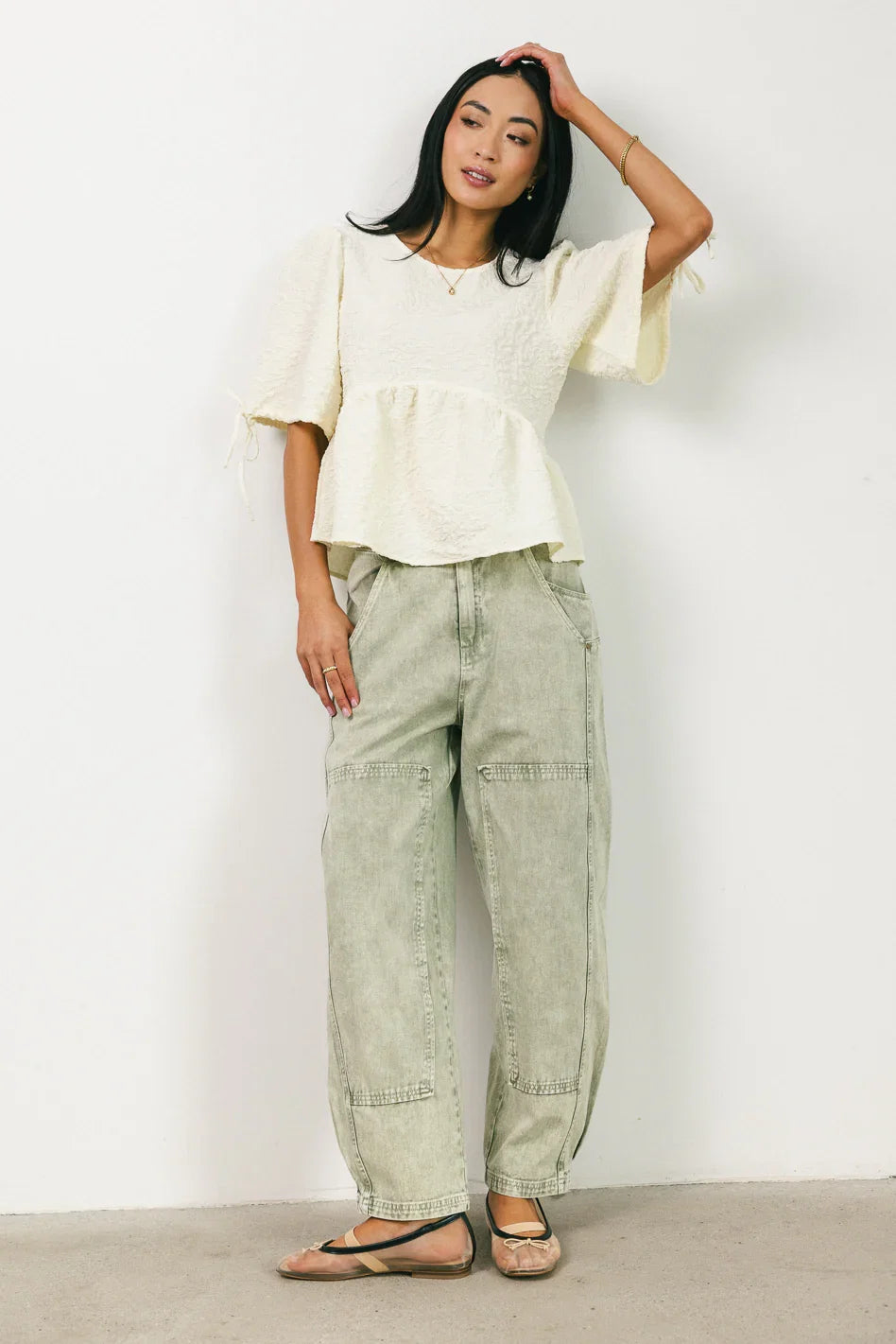 Angela Barrel Jeans in Olive FINAL SALE