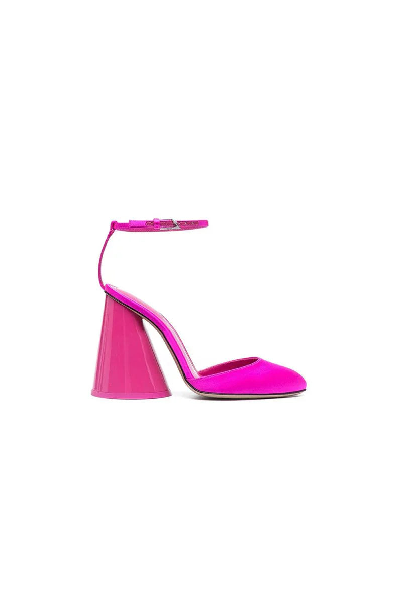 Green Ankle Strap Block Heel Sandals