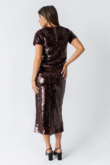 Presley Sequin Top in Burgundy