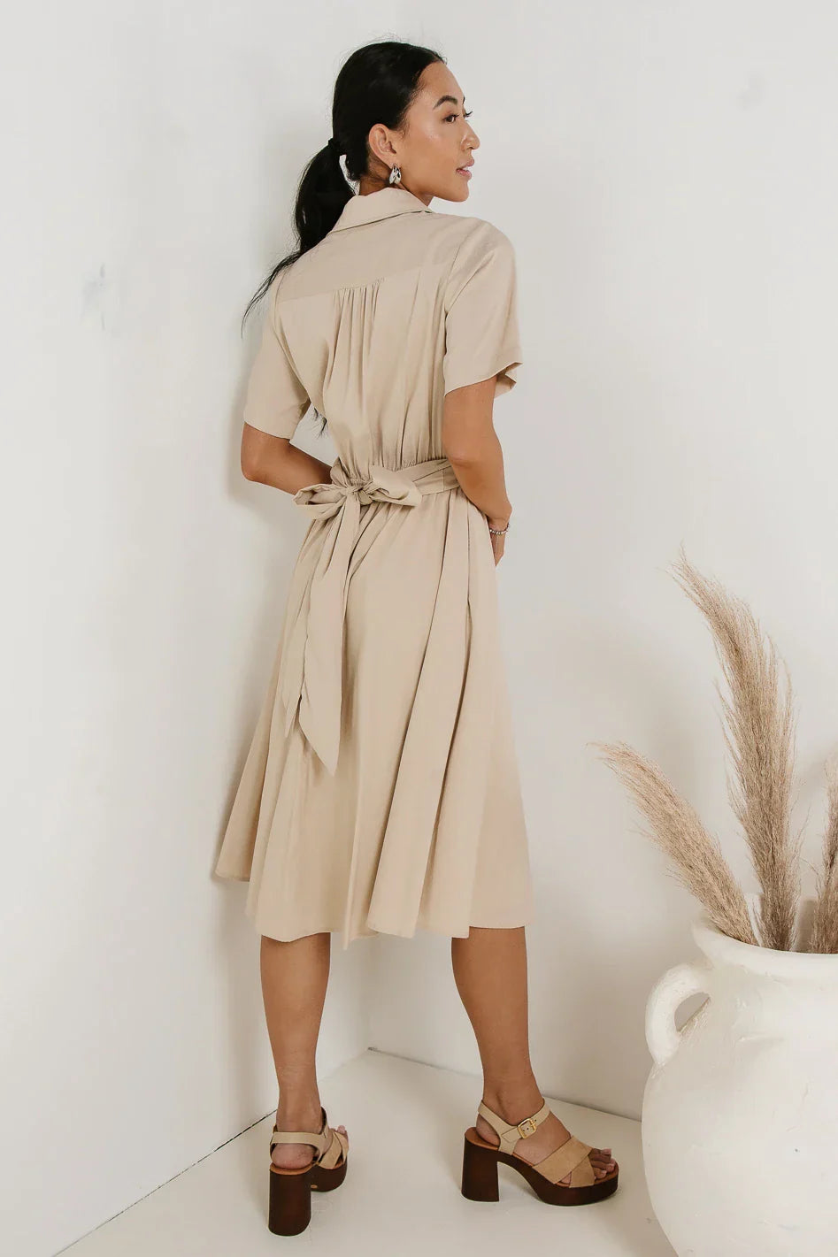 Bennett Collared Dress in Taupe FINAL SALE