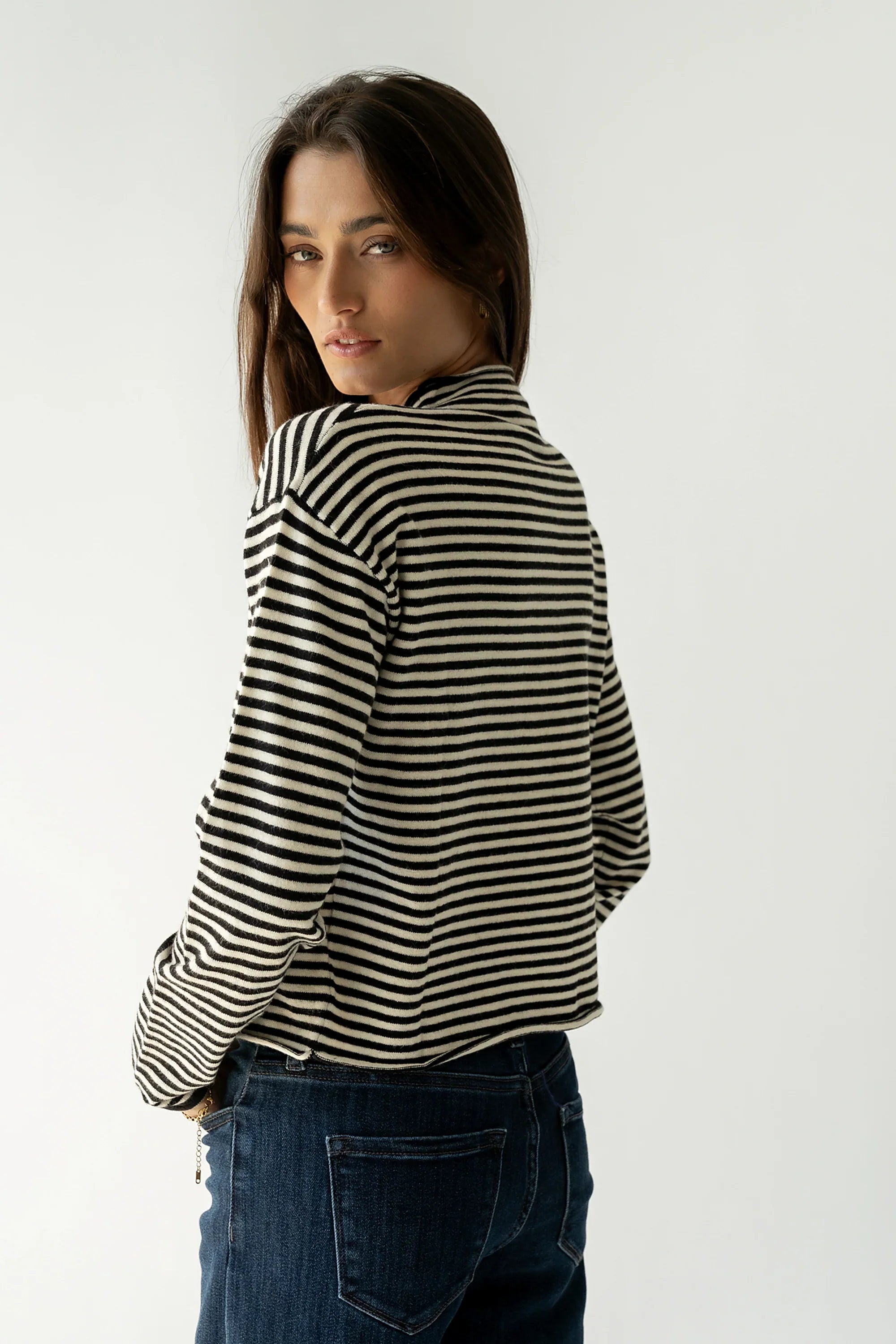 Julianne Striped Cardigan in Black