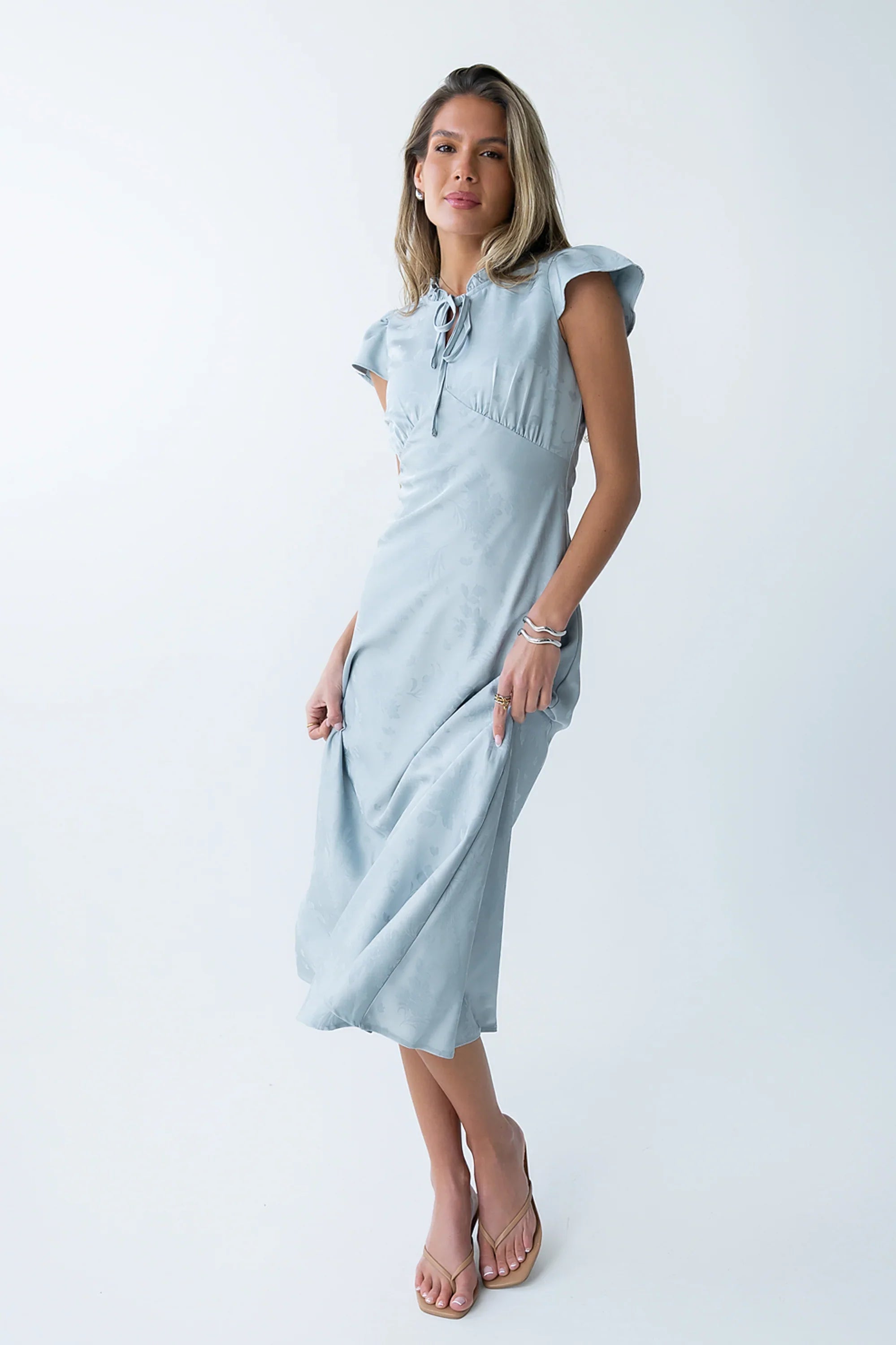 Shae Floral Midi Dress in Blue
