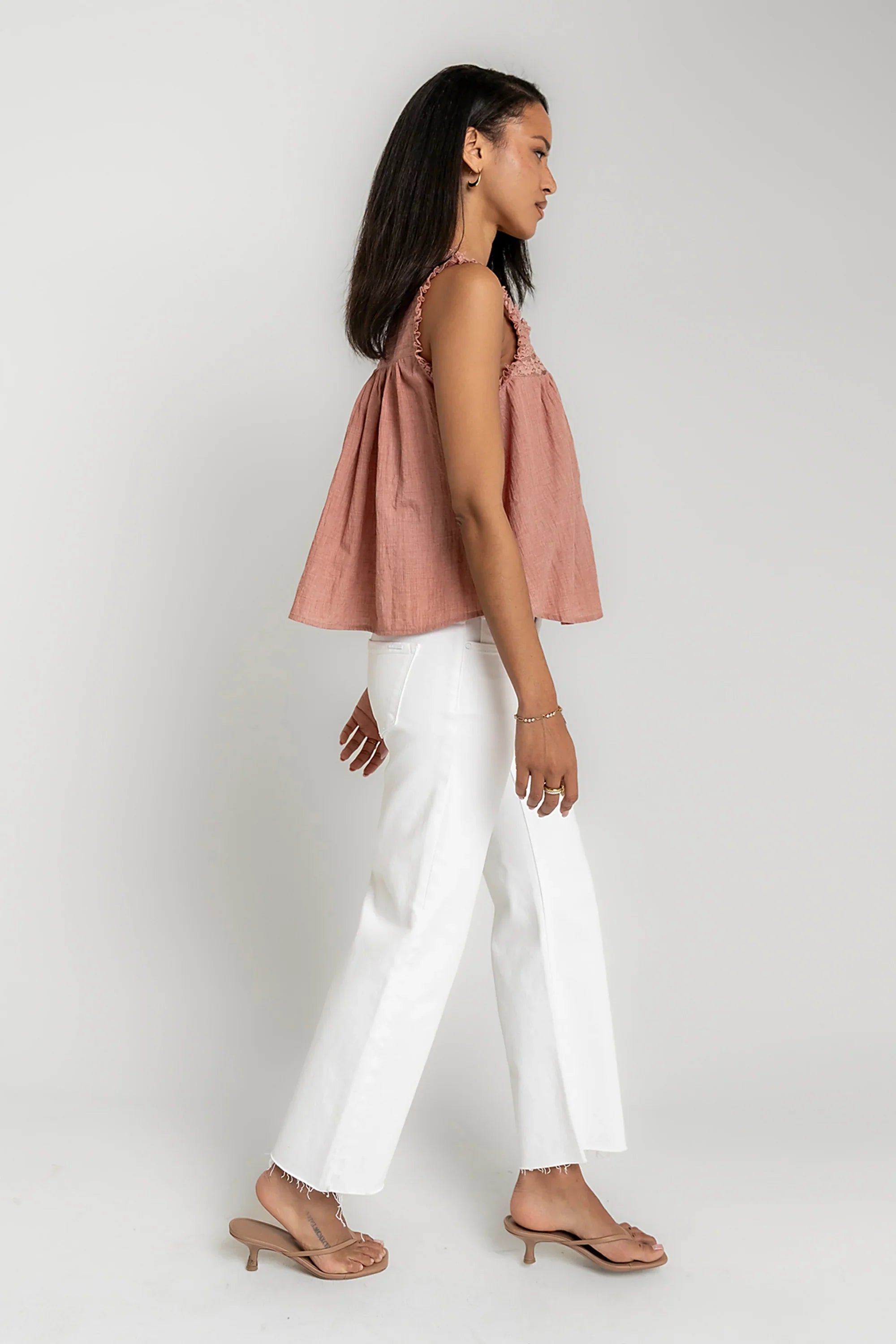 Megan Button Up Tank in Terracotta
