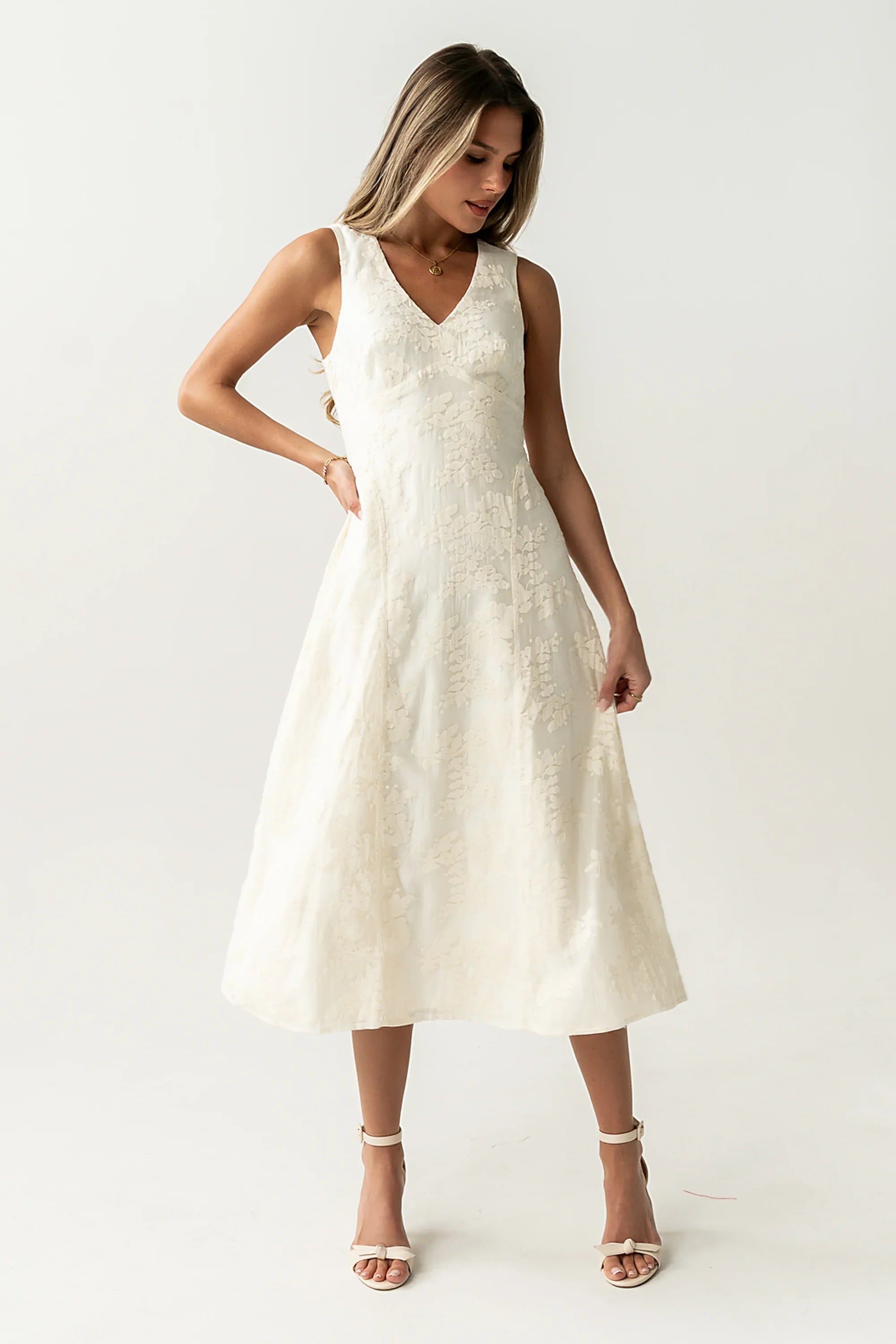 Ariel Embroidered Midi Dress