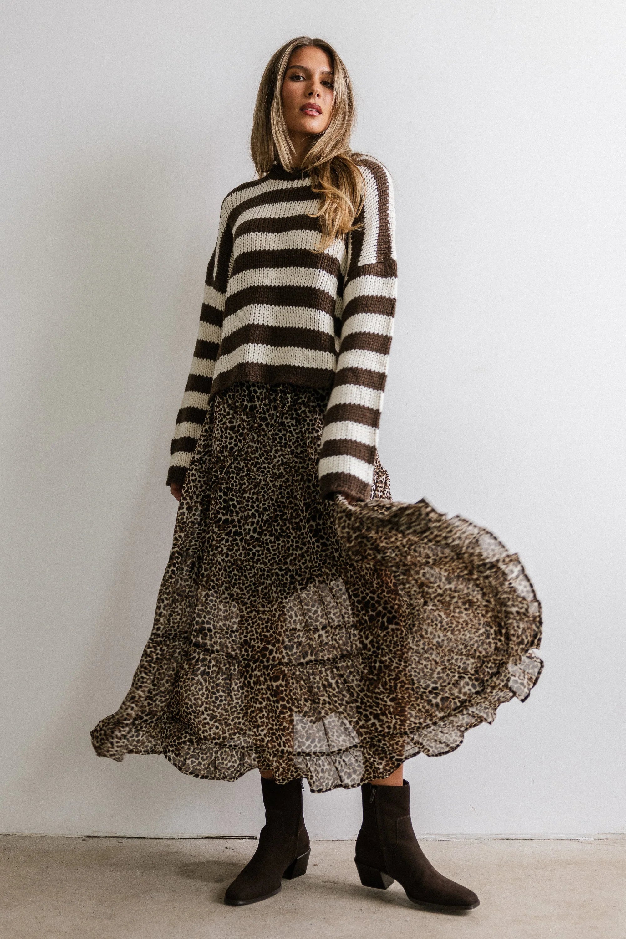 Beckam Striped Sweater in Mocha