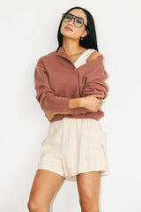 Meli Button Front Knit Sweater in Mauve FINAL SALE