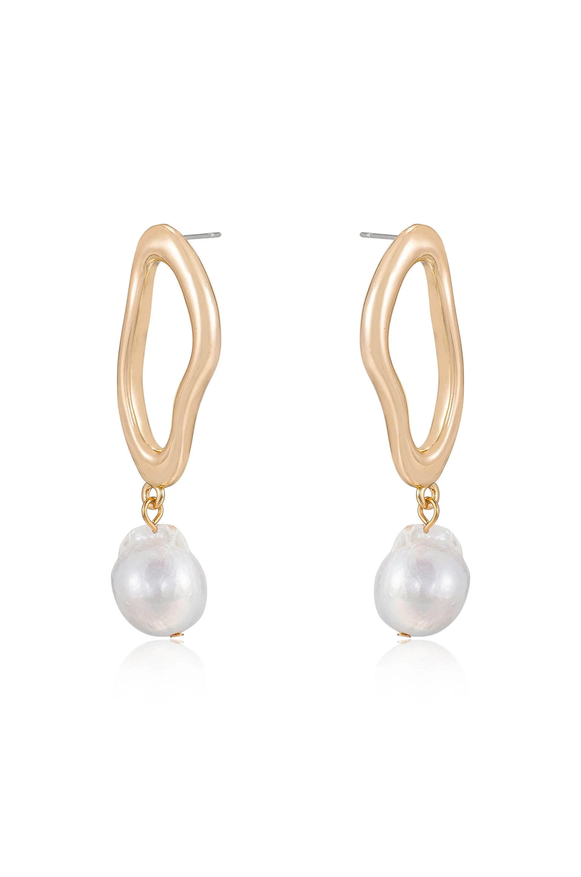 Open Circle Freshwater Pearl Earrings