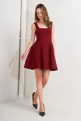 SKATER IN WINE SWEATER MINI DRESS