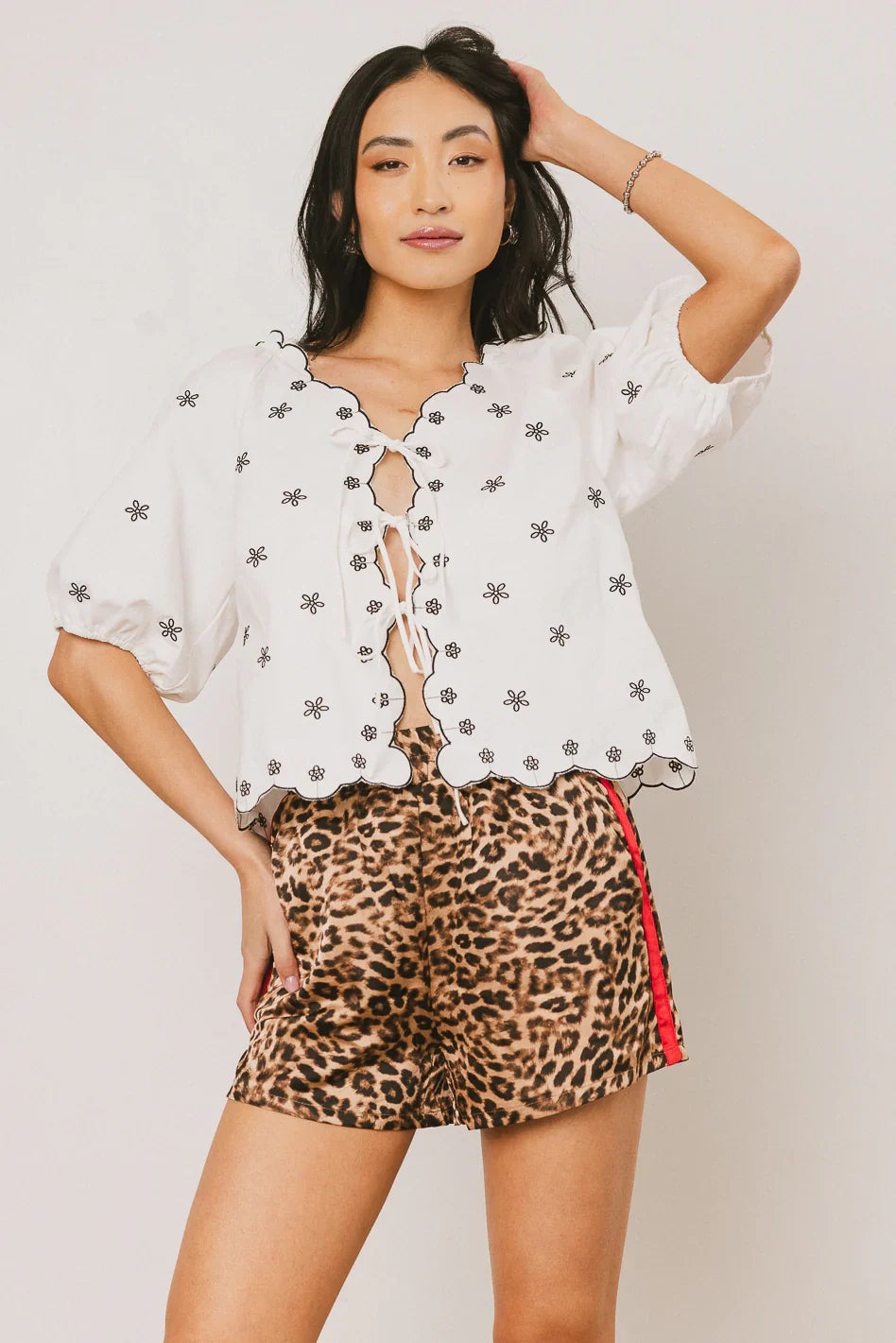 Kara Embroidered Blouse in Off White FINAL SALE