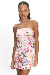 Gardenia Mini Dress Strapless Floral Embroidered Mini