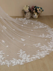 Delicate Flower Lace Cathedral Veil Bridal Veil Wedding Veil