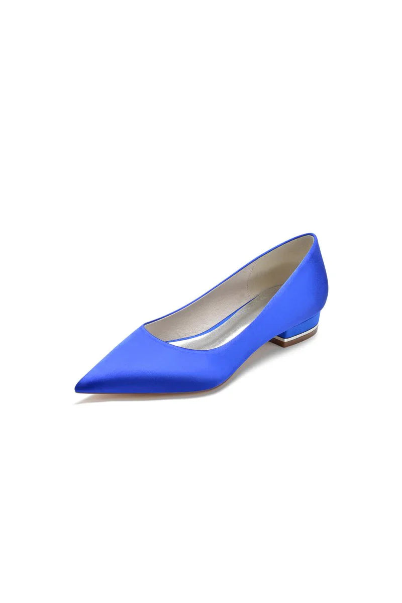 Simple Pointed Toe Satin Low Heels