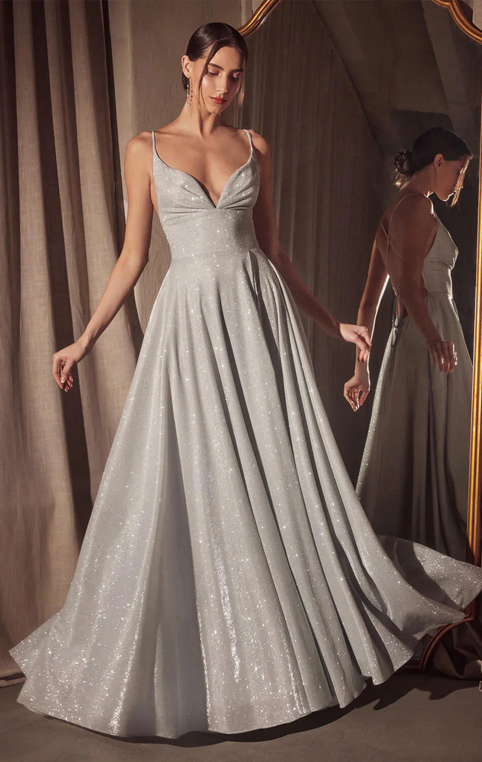 Gwendolyn Gown Shimmer Lace Up Back A Line Evening Dress