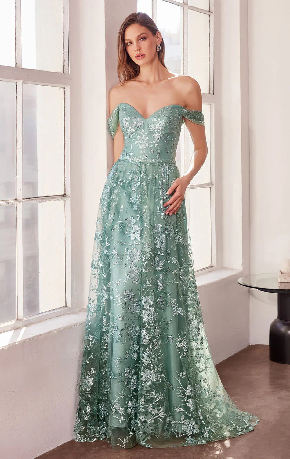 Veronica Gown Glitter Print A line Dress