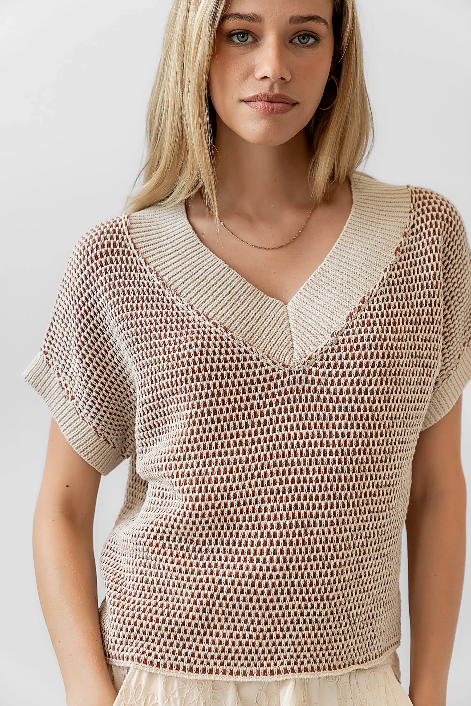 Saige Contrast Sweater in Oatmeal FINAL SALE