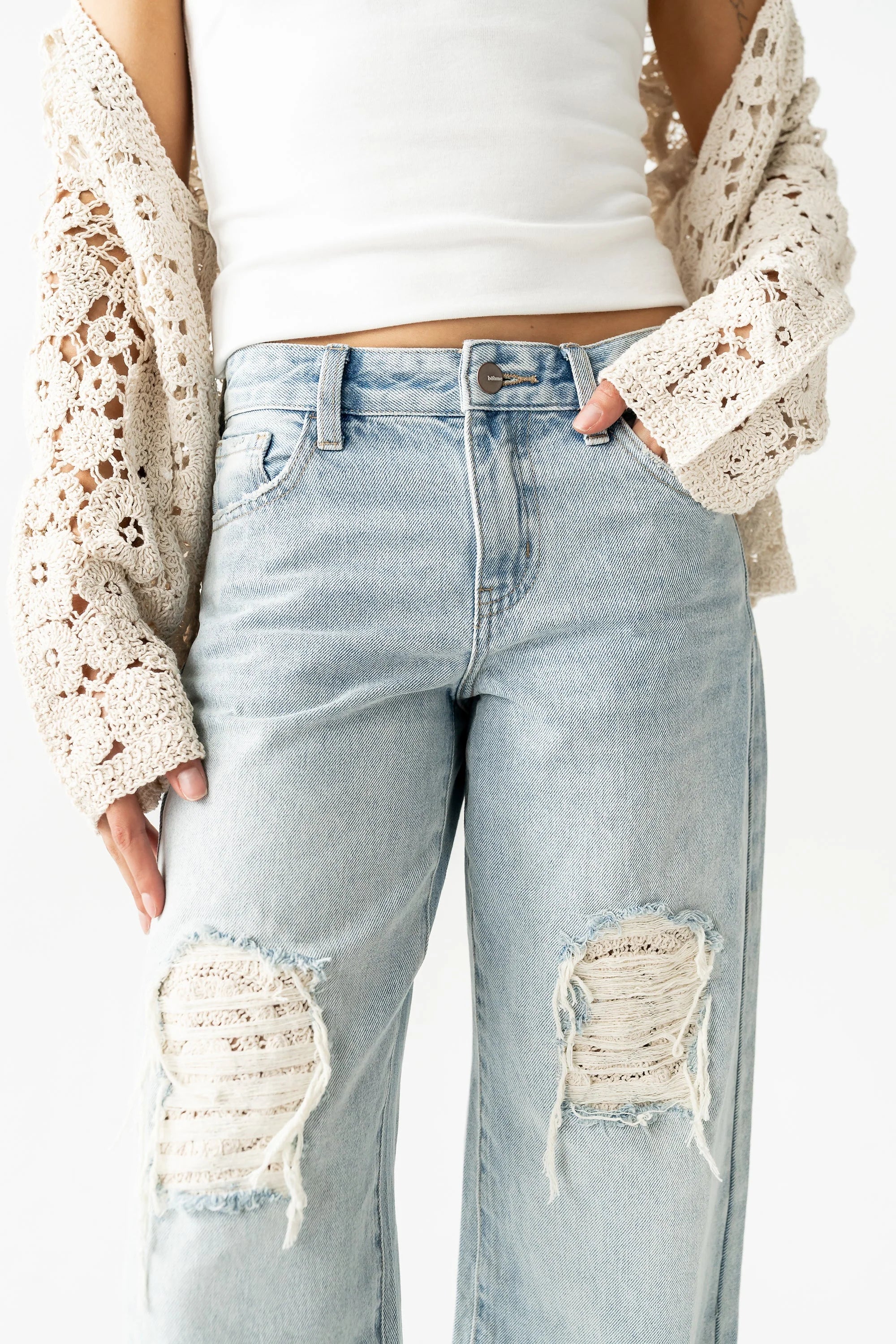 Marvin Crochet Wide Leg Jeans