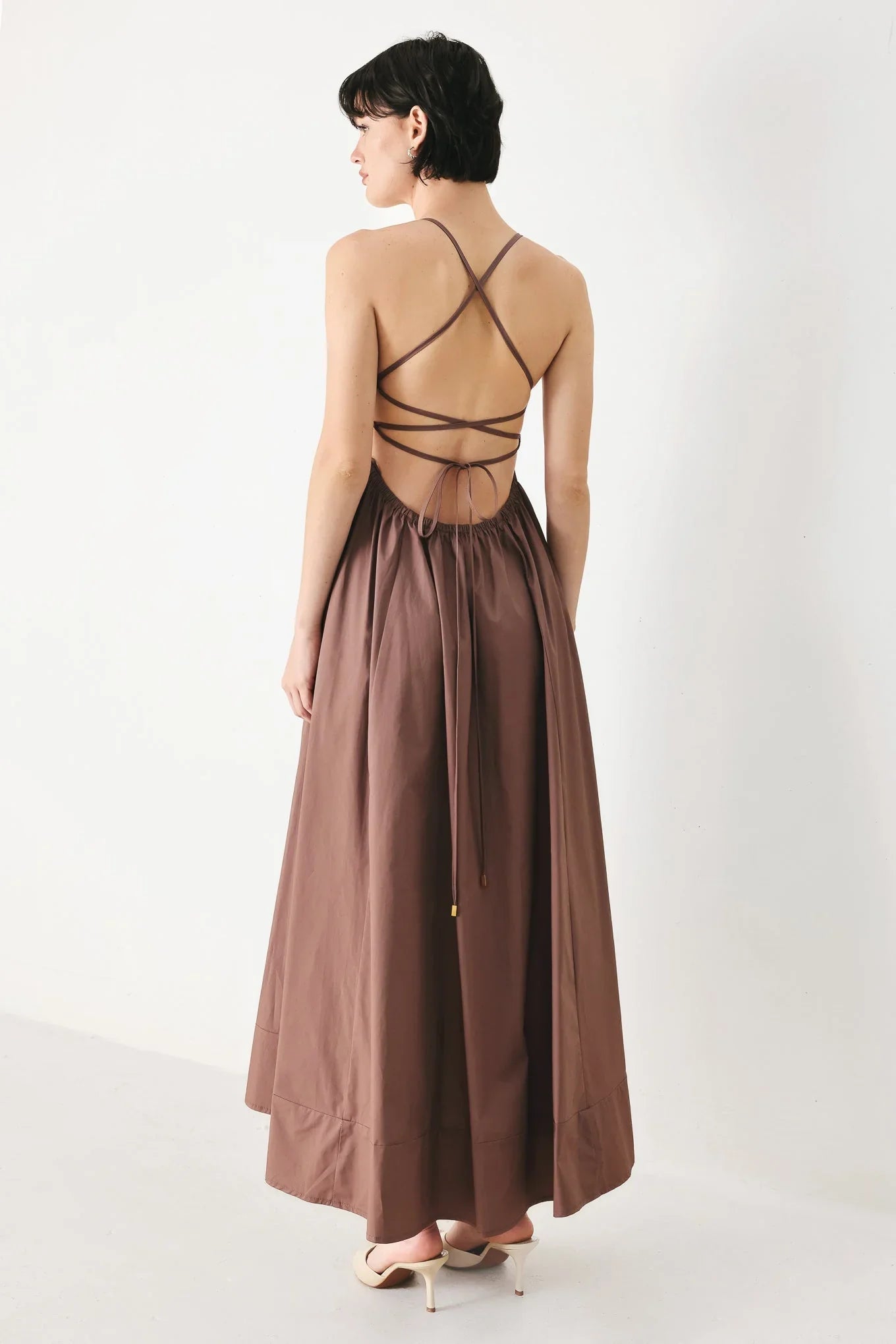 PURE LINE OPEN BACK MIDI DRESS