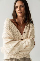 Noah Cable Knit Cardigan in Cream FINAL SALE