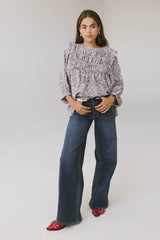 Taya Ditsy Floral Blouse in Blue FINAL SALE