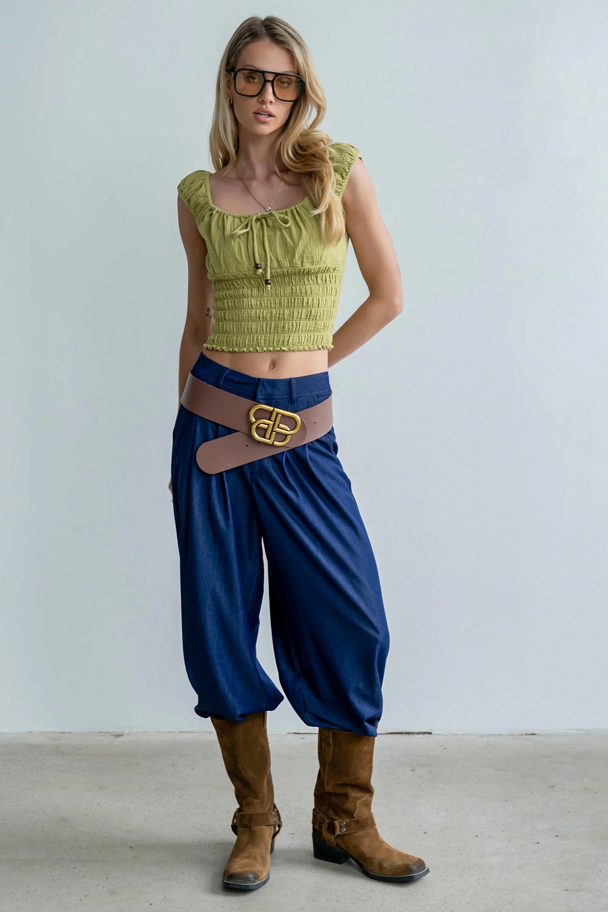 Joey Pleated Pants in Blue
