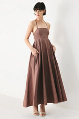 PURE LINE OPEN BACK MIDI DRESS