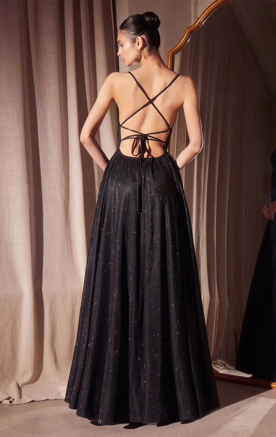 Gwendolyn Gown Shimmer Lace Up Back A Line Evening Dress