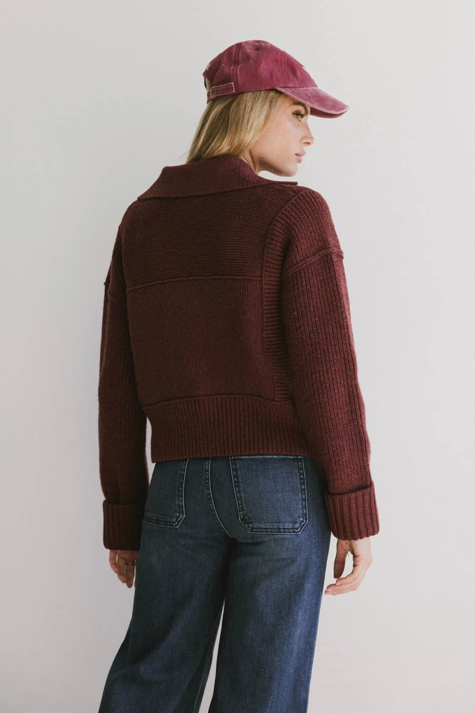 Hallie Zip Up Cardigan in Brick FINAL SALE