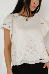 Myra Embroidered Blouse in Ivory FINAL SALE