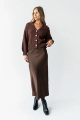 Tory Satin Maxi Skirt in Brown FINAL SALE