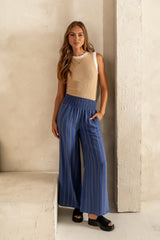 Emery Striped Wide Leg Pants in Indigo FINAL SALE